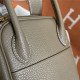 Hermes Lindy 26/30cm Bag Clemence Leather In Etoupe Gold-Metal WAX High