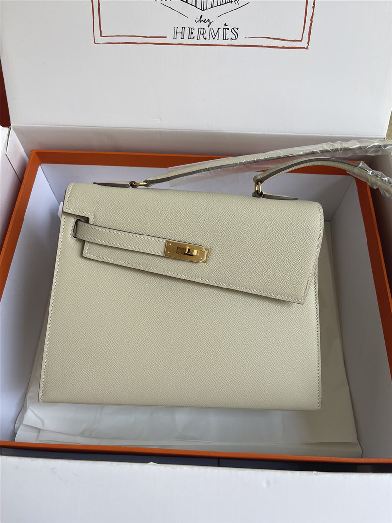 Hermes Kelly Sellier 25 Epsom WAX Cream White High