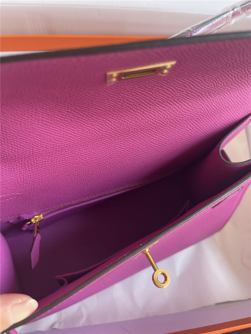 Hermes Kelly Sellier 25 Epsom WAX Purple Pink High