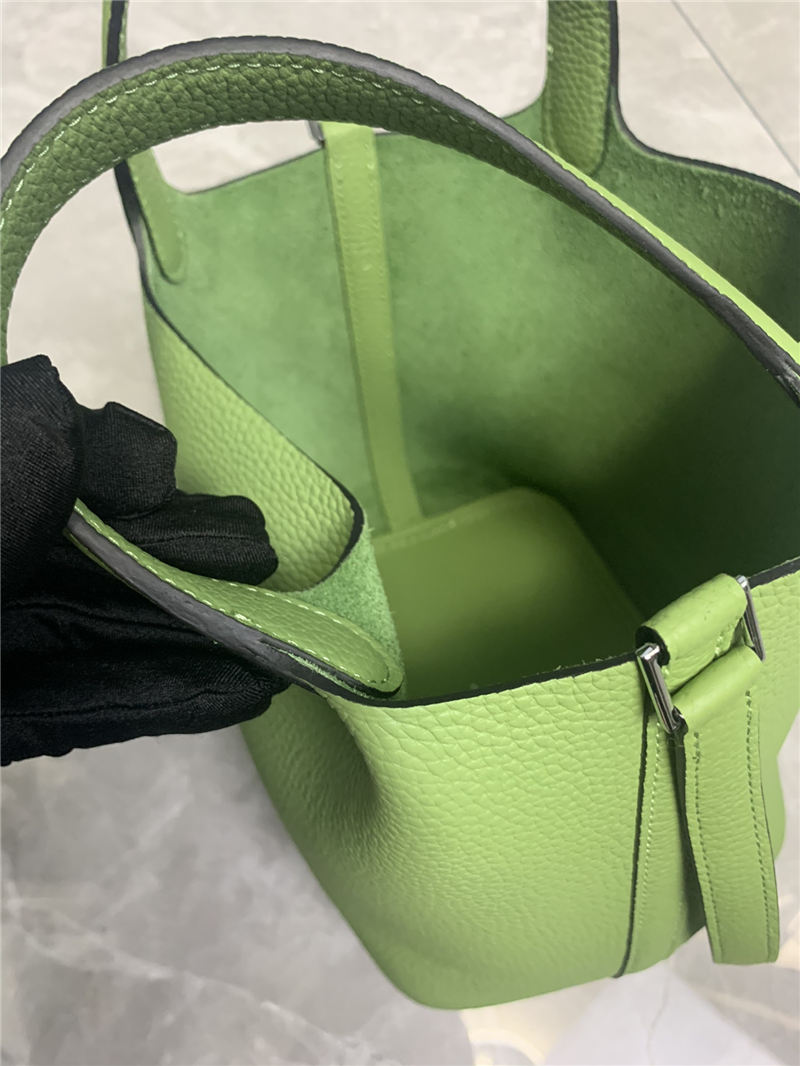 Hermes Picotin 18 Bag Clemence Leather In Lt-Green High