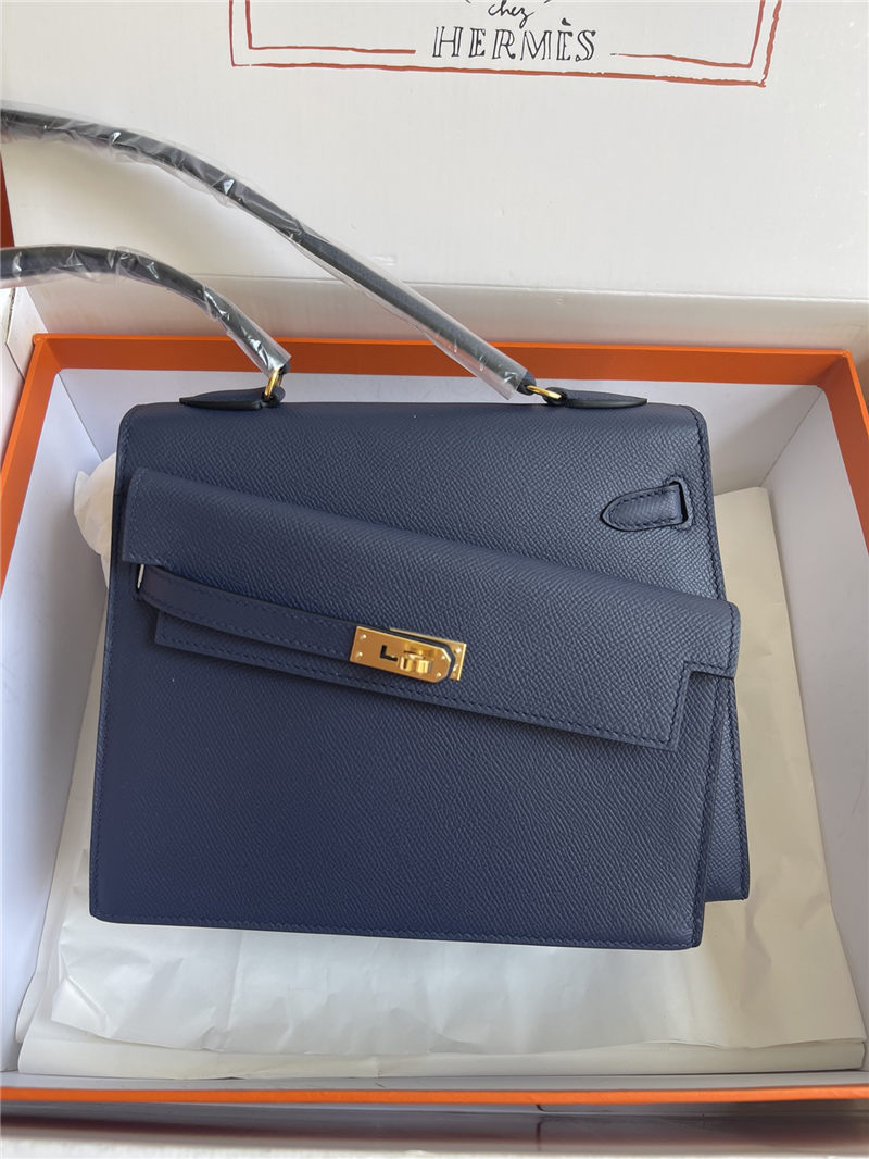 Hermes Kelly Sellier 25 Epsom WAX Navy Blue High