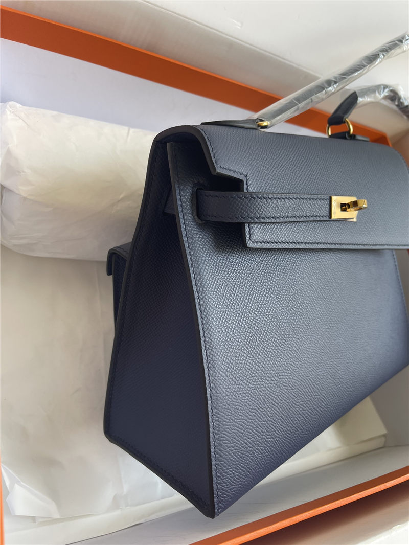 Hermes Kelly Sellier 25 Epsom WAX Navy Blue High