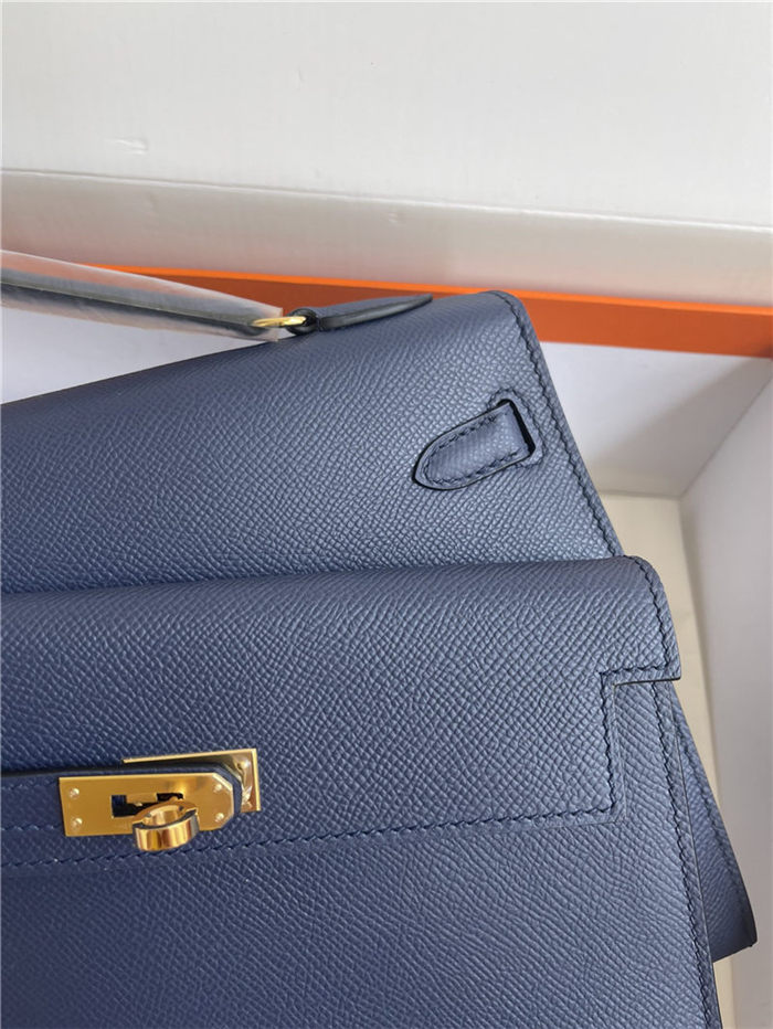 Hermes Kelly Sellier 25 Epsom WAX Navy Blue High