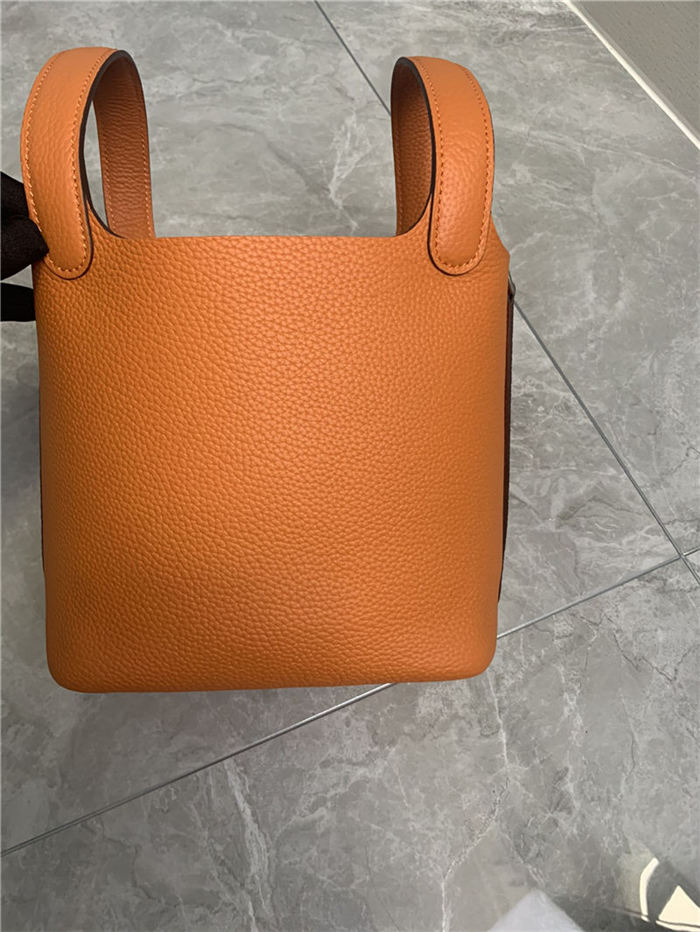 Hermes Picotin 18 Bag Clemence Leather In Orange High