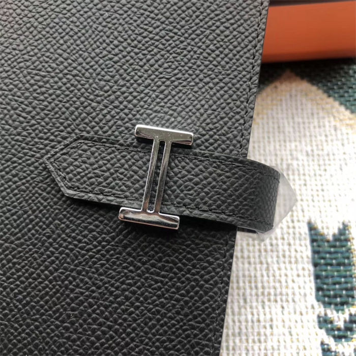 Hermes Bearn Gusset Wallet Epsom Calfskin Black High