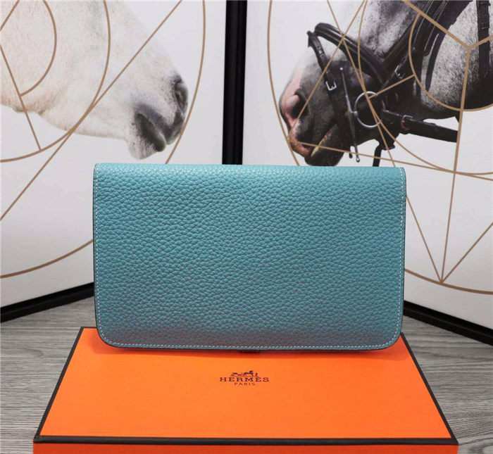 Hermes Dogon Combine Wallet Calfskin In Blue High