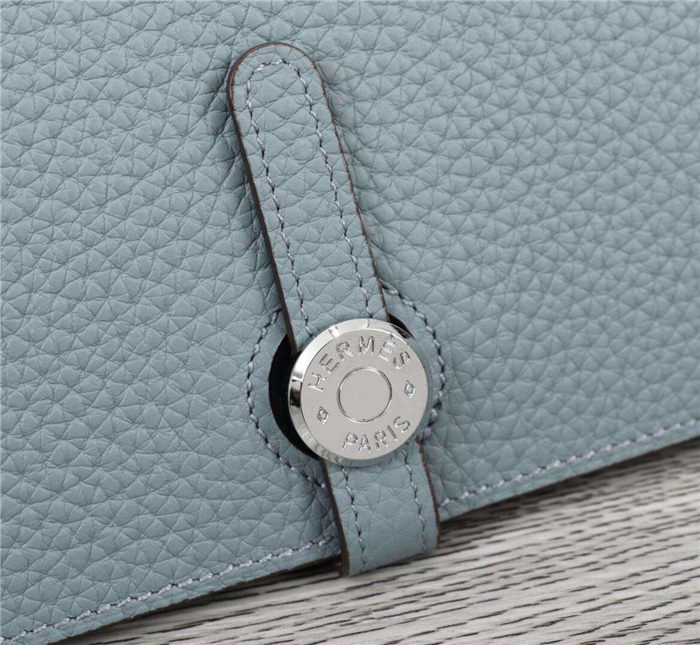 Hermes Dogon Combine Wallet Calfskin In Grey-Blue High