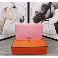 Hermes Dogon Combine Wallet Calfskin In Pink High