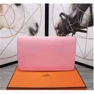 Hermes Dogon Combine Wallet Calfskin In Pink High