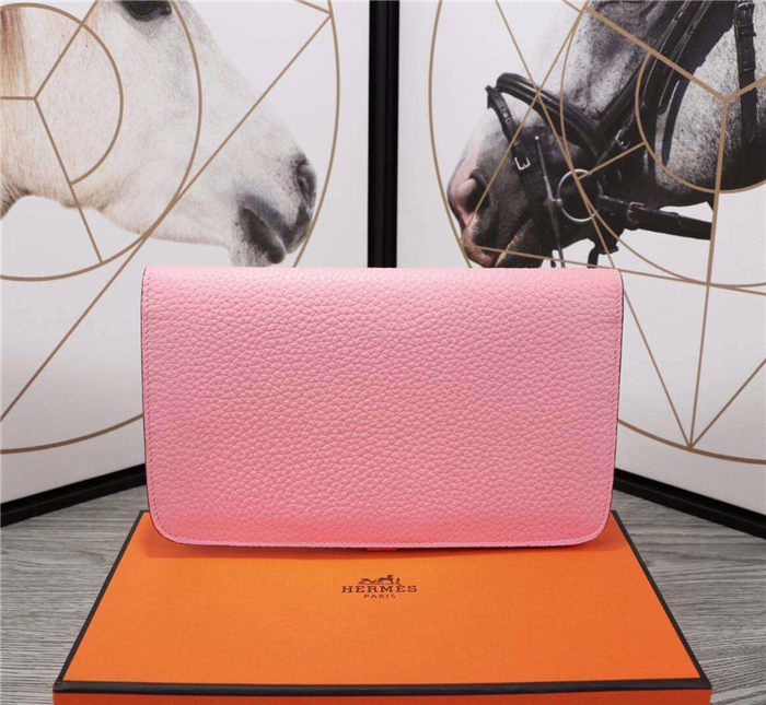 Hermes Dogon Combine Wallet Calfskin In Pink High