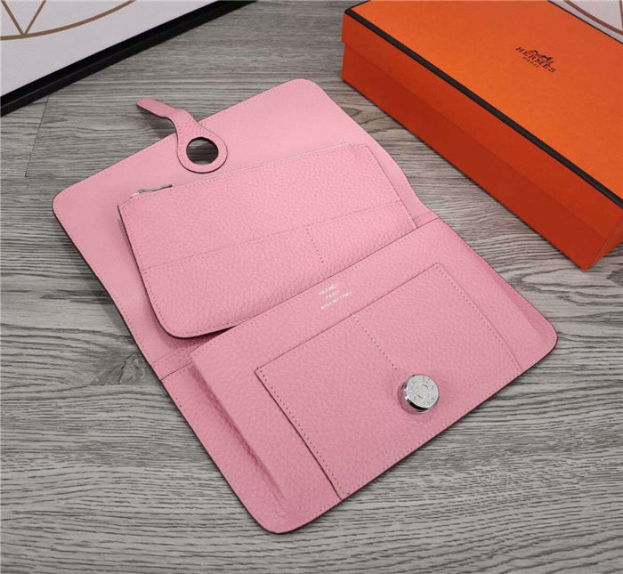 Hermes Dogon Combine Wallet Calfskin In Pink High