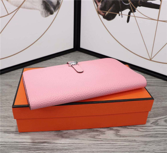 Hermes Dogon Combine Wallet Calfskin In Pink High