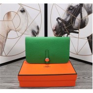 Hermes Dogon Combine Wallet Calfskin In Green High