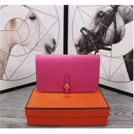 Hermes Dogon Combine Wallet Calfskin In Fuchsia High