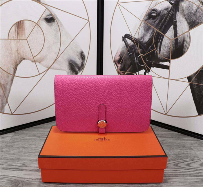 Hermes Dogon Combine Wallet Calfskin In Fuchsia High