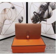 Hermes Dogon Combine Wallet Calfskin In Camel High