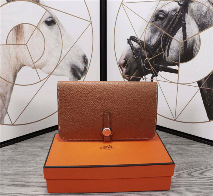 Hermes Dogon Combine Wallet Calfskin In Camel High