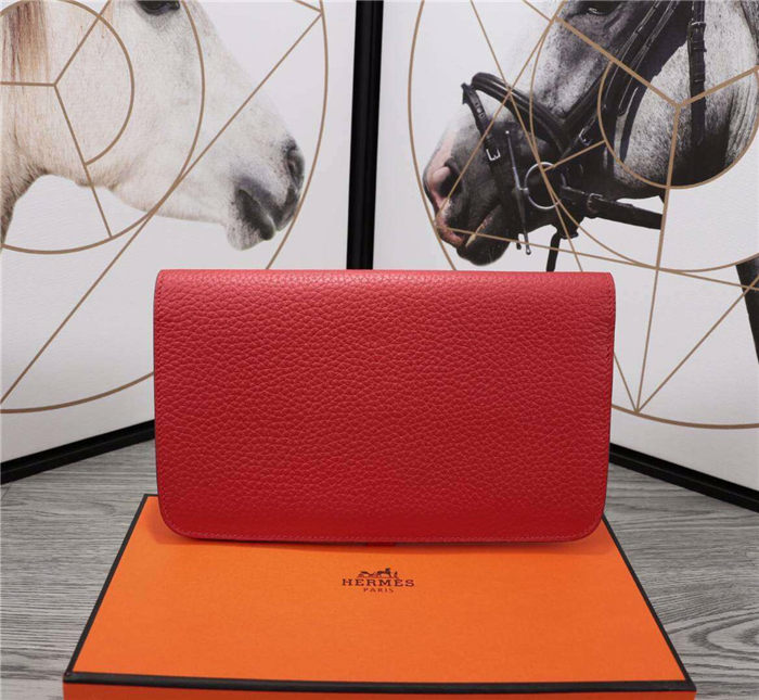 Hermes Dogon Combine Wallet Calfskin In Red High