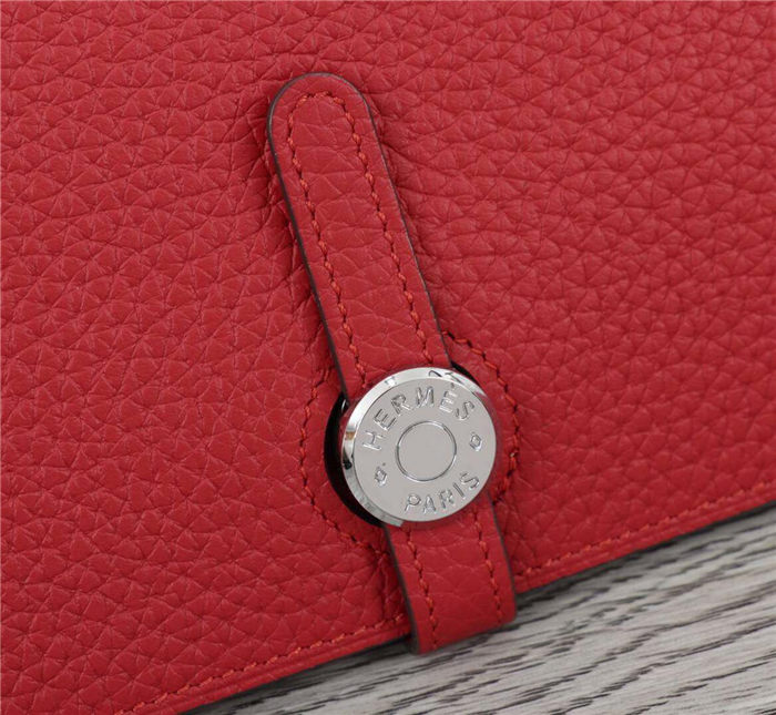 Hermes Dogon Combine Wallet Calfskin In Red High