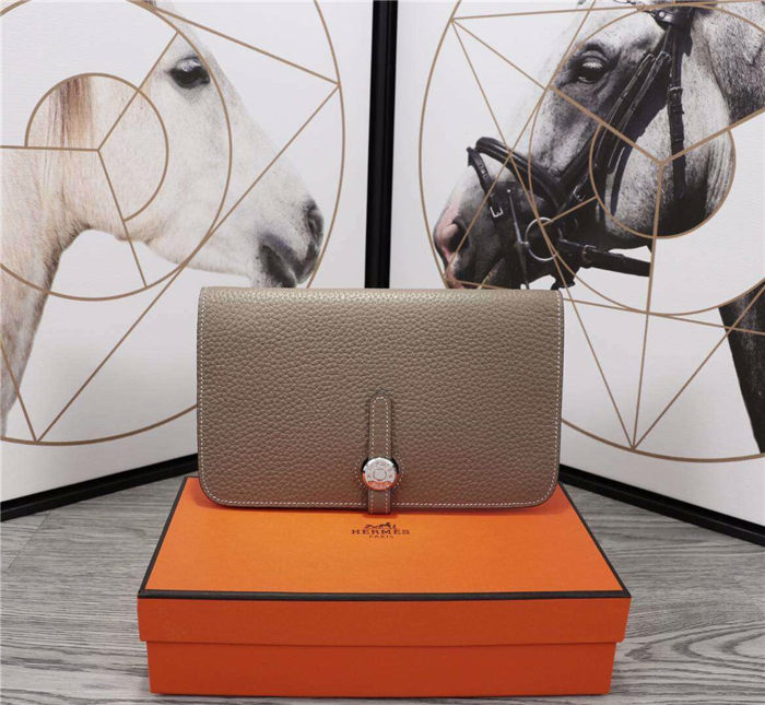 Hermes Dogon Combine Wallet Calfskin In Tourterelle High