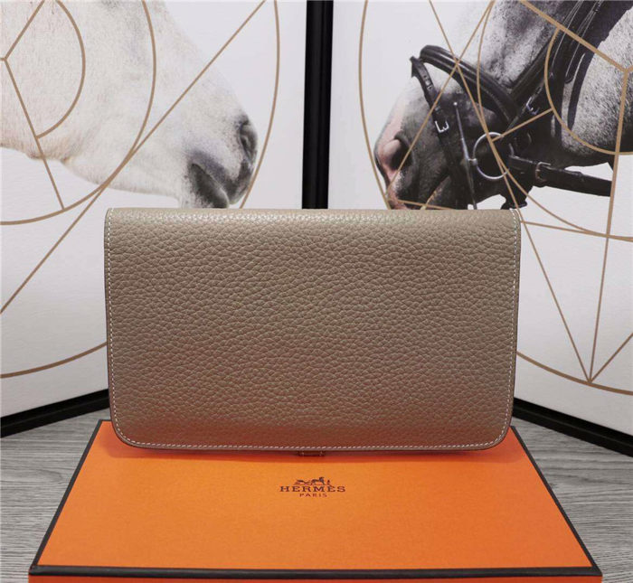 Hermes Dogon Combine Wallet Calfskin In Tourterelle High