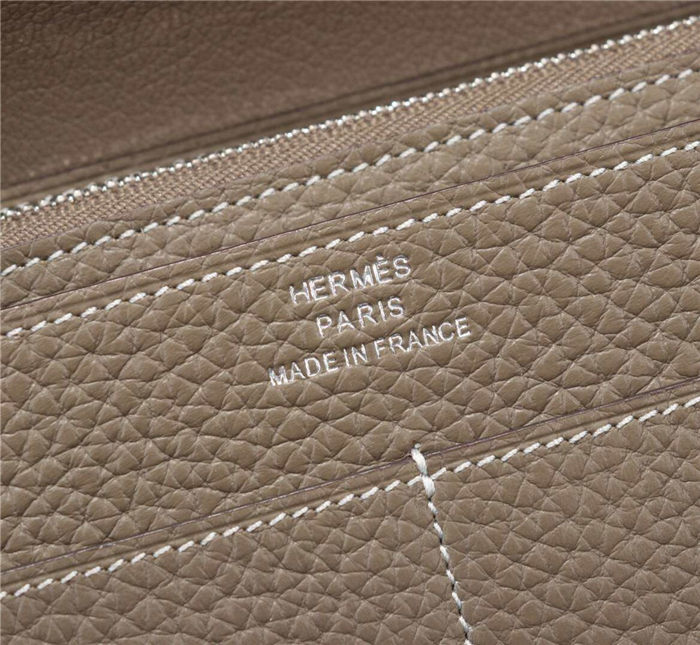 Hermes Dogon Combine Wallet Calfskin In Tourterelle High