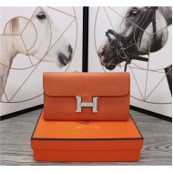 Hermes Constance Long Wallet Calfskin In Orange High