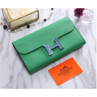 Hermes Constance Long Wallet Epsom Calfskin In Green High