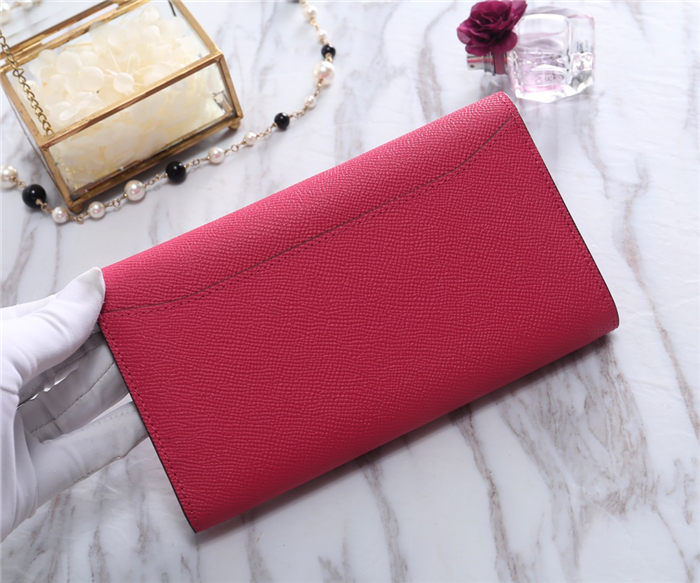 Hermes Constance Long Wallet Epsom Calfskin In Rose Red High