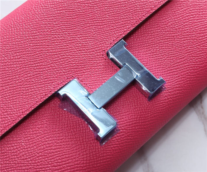 Hermes Constance Long Wallet Epsom Calfskin In Rose Red High