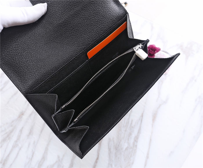 Hermes Constance Long Wallet Epsom Calfskin In Black High