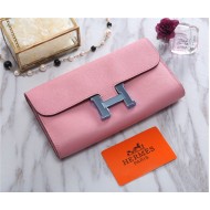 Hermes Constance Long Wallet Epsom Calfskin In Pink High