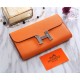 Hermes Constance Long Wallet Epsom Calfskin In Orange High