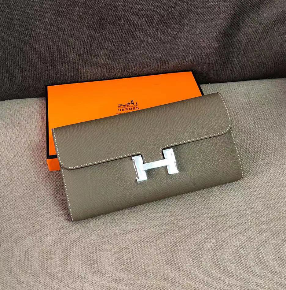 Hermes Constance Long Wallet Epsom Calfskin In Tourterelle High