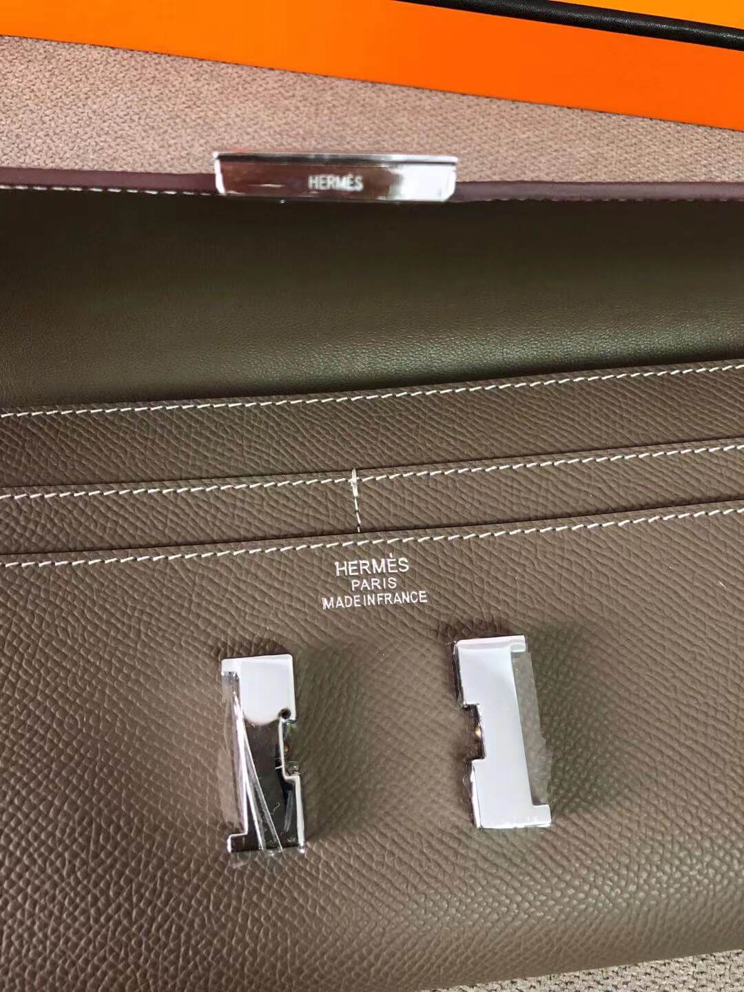 Hermes Constance Long Wallet Epsom Calfskin In Tourterelle High