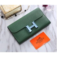 Hermes Constance Long Wallet Epsom Calfskin In Olive High