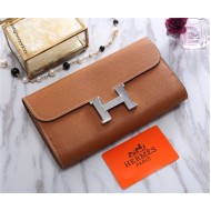 Hermes Constance Long Wallet Epsom Calfskin In Camel High