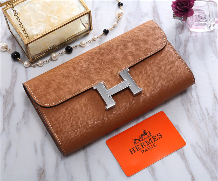 Hermes Constance Long Wallet Epsom Calfskin In Camel High