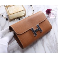 Hermes Constance Long Wallet Epsom Calfskin In Camel High