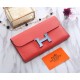 Hermes Constance Long Wallet Epsom Calfskin In Orange-Red High