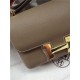 Hermes Mini Constance 18cm/24cm Epsom Bag Silver/Gold Metal Etoupe High