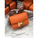 Hermes Mini Constance 18cm/24cm Epsom Bag Silver/Gold Metal Orange High