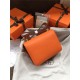 Hermes Mini Constance 18cm/24cm Epsom Bag Silver/Gold Metal Orange High