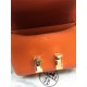 Hermes Mini Constance 18cm/24cm Epsom Bag Silver/Gold Metal Orange High