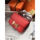 Hermes Mini Constance 18cm/24cm Epsom Bag Silver/Gold Metal Red High