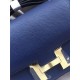 Hermes Mini Constance 18cm/24cm Epsom Bag Silver/Gold Metal Navy High