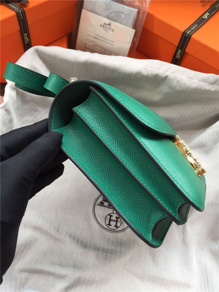 Hermes Mini Constance 18cm/24cm Epsom Bag Silver/Gold Metal Green High