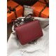 Hermes Mini Constance 18cm/24cm Epsom Bag Silver/Gold Metal Burgundy High