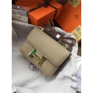 Hermes Mini Constance 18cm/24cm Epsom Bag Silver/Gold Metal Tourterelle High