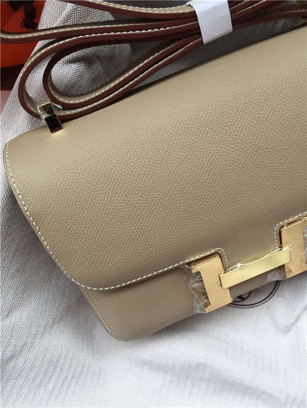 Hermes Mini Constance 18cm/24cm Epsom Bag Silver/Gold Metal Tourterelle High